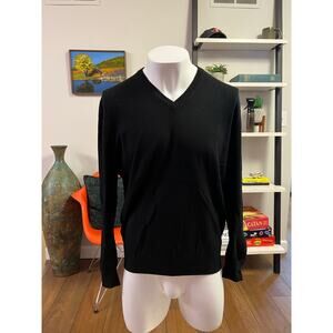 Zegna 100% Premium Cashmere V-Neck Pullover Sweater in Black - Size 56/XXL